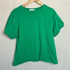 Green Top with Puff Sleeves - Size Large